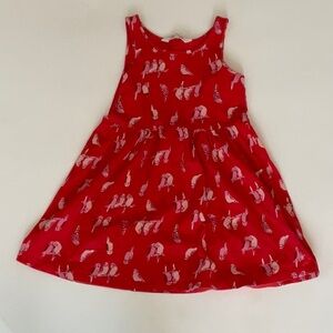 H&M Red Dress with Bird Pattern